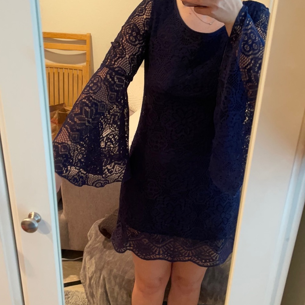 Charlotte Russe Navy blue lace dress S